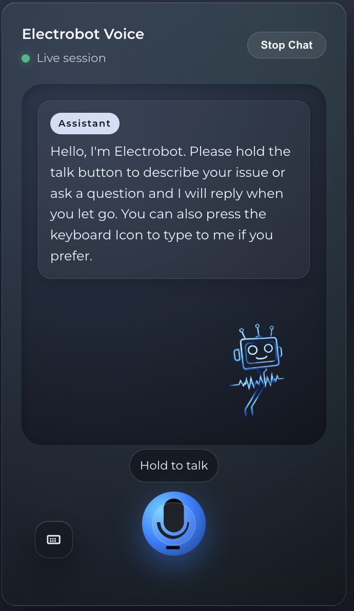 Electrobot interface preview